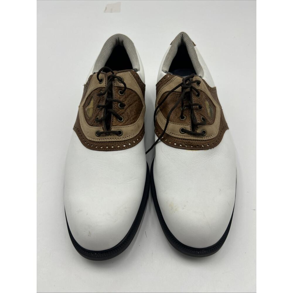 FootJoy Mens Size 11.5 Golf Shoe White Brown Gel Fusion Waterproof Leather 59880 - Picture 2 of 8